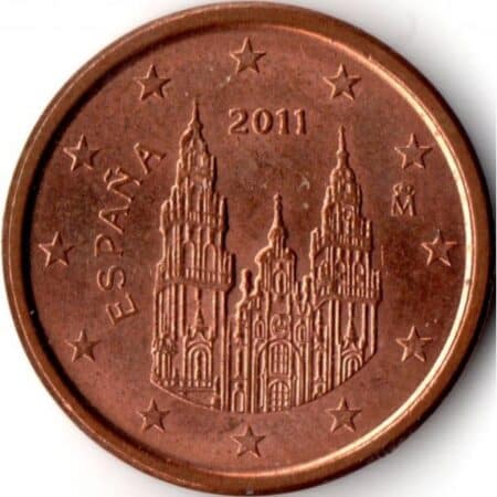 anverso españa moneda de 1 centimo de euro 2011