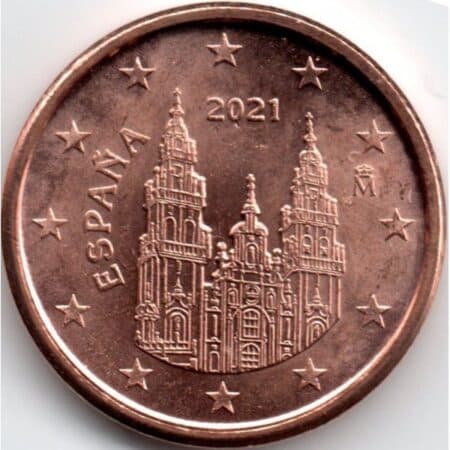 Moneda 1 céntimo de euro 2021 España anverso en numinformatica