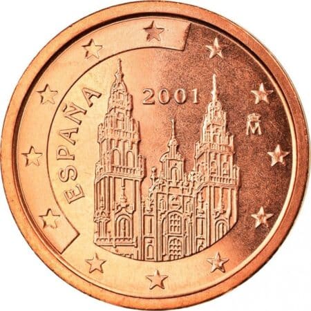 Moneda 2 céntimo de euro 2001 España anverso en numinformatica