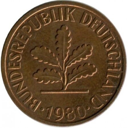 2 peniques 1980 Alemania Ceca J anverso