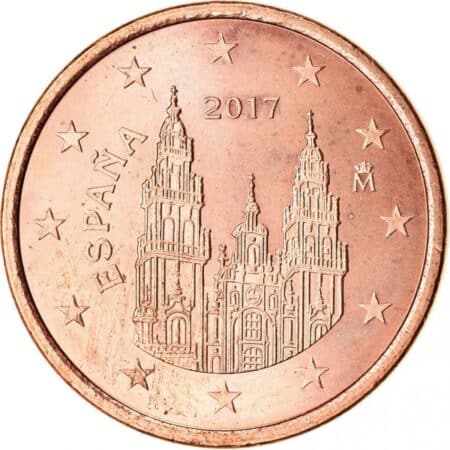 moneda de 5 céntimos de euro España año 2017 anverso en numinformatica