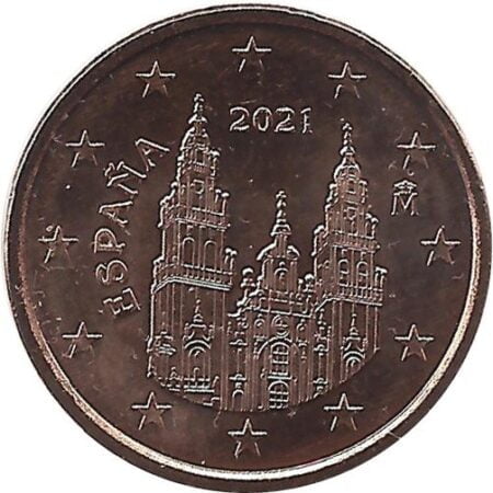 moneda de 5 céntimos de euro España año 2021 anverso en numinformatica
