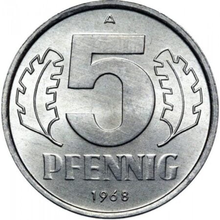 5 peniques 1968 Alemania Ceca A reverso