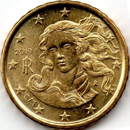 Moneda 10 céntimos Euro 2019 Italia anverso