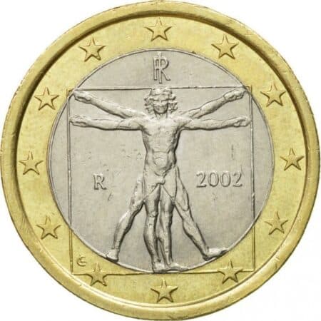 anverso moneda de italia 1 euro 2002