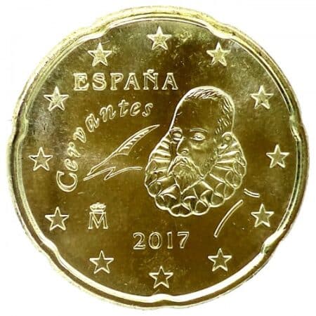 moneda de 20 céntimos de euro España año 2017 anverso en numinformatica