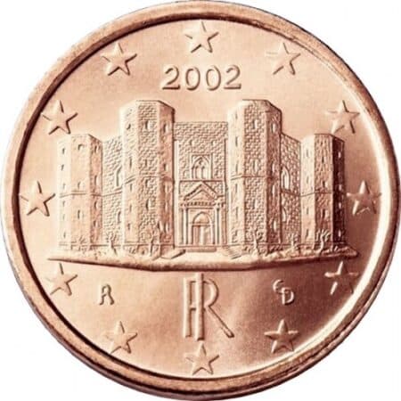 Moneda 1 céntimo Euro 2002 Italia anverso