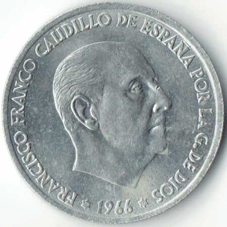 La-moneda-de-50-céntimos-de-España-acuñada-en-1966-en-la-ceca-68 anverso