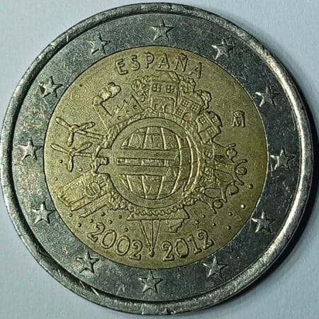 Moneda 2 Euros 2012 España Conmemorativa 10 años anverso en numinformatica