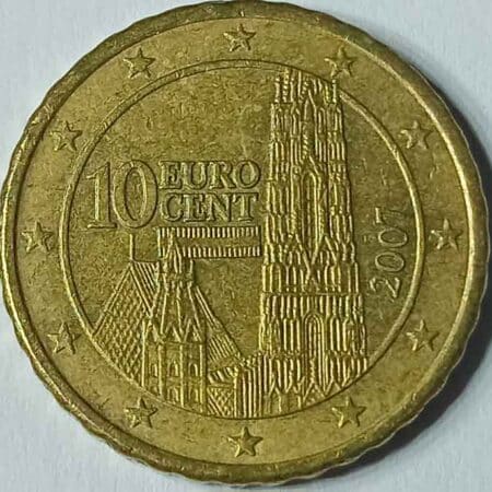 Moneda 10 céntimos de Euro 2007 Austria anverso en numinformatica