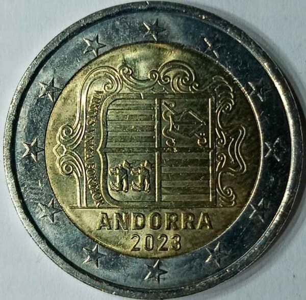Moneda 2 Euros 2023 Andorra anverso en numinformatica