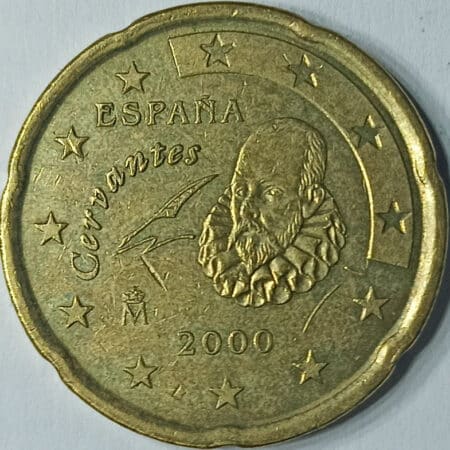 Moneda 20 céntimos 2000 España anverso