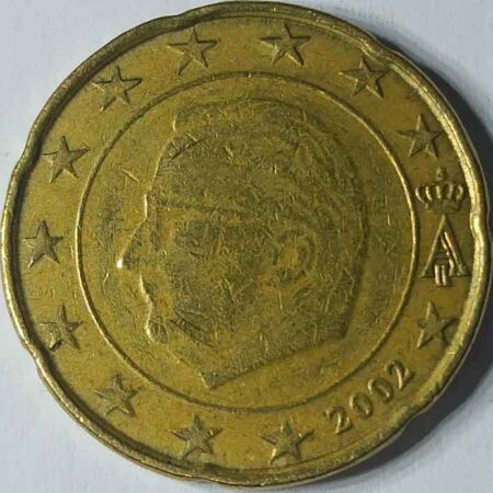 Moneda 20 céntimos 2002 Belgica anverso en numinformatica