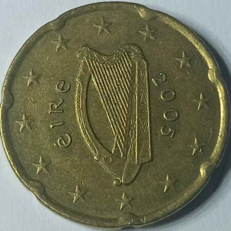 Moneda 20 céntimos 2005 Irlanda anverso en numinformatica