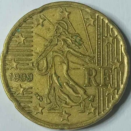 Moneda 20 céntimos de euro 1999 Francia anverso en numinformatica
