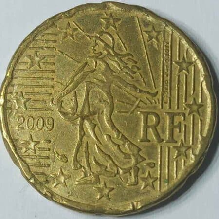 Moneda 20 céntimos de euro 2009 Francia anverso en numinformatica