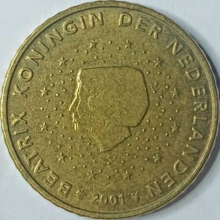 Moneda 50 céntimos Euros 2001 Países Bajos anverso en numinformatica