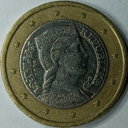 Moneda 1 Euro 2014 Letonia anverso en numinformatica