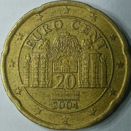 Moneda 20 céntimos de Euro 2004 Austria anverso en numinformatica