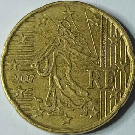 Moneda 20 céntimos euro 2007 Francia anverso en numinformatica