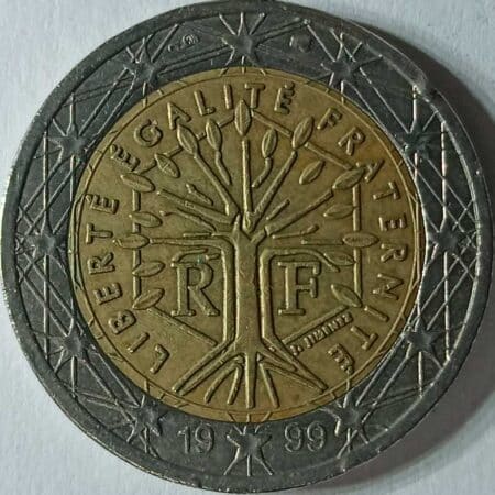 Moneda 2 Euros 1999 Francia anverso en numinformatica