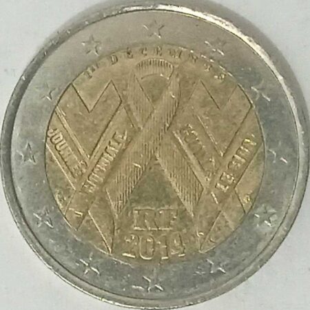 Moneda 2 Euros 2014 Francia Conmemorativa Dia Mundial contra el Sida anverso