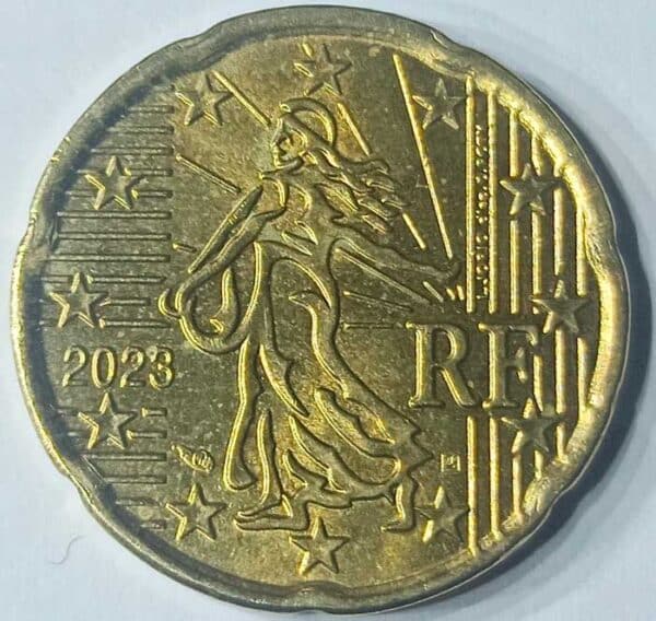 anverso moneda 20 céntimos de euro 2023 Francia