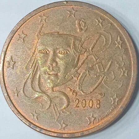 Moneda 2 céntimos de euro 2008 Francia anverso