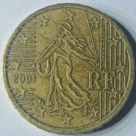 anverso Moneda 10 céntimos Euros 2001 Francia