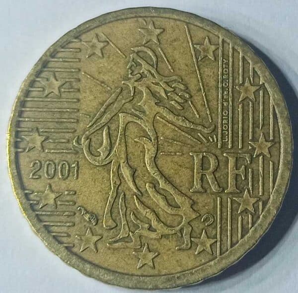 anverso Moneda 10 céntimos Euros 2001 Francia